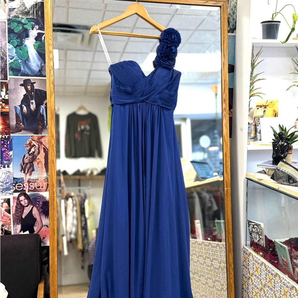 Blue One-Shoulder Dress